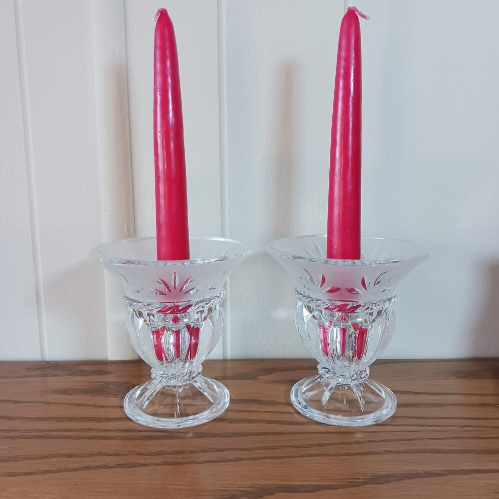 Cristal D’Arques-Durand Etched Crystal Candle Holders, set of 2
